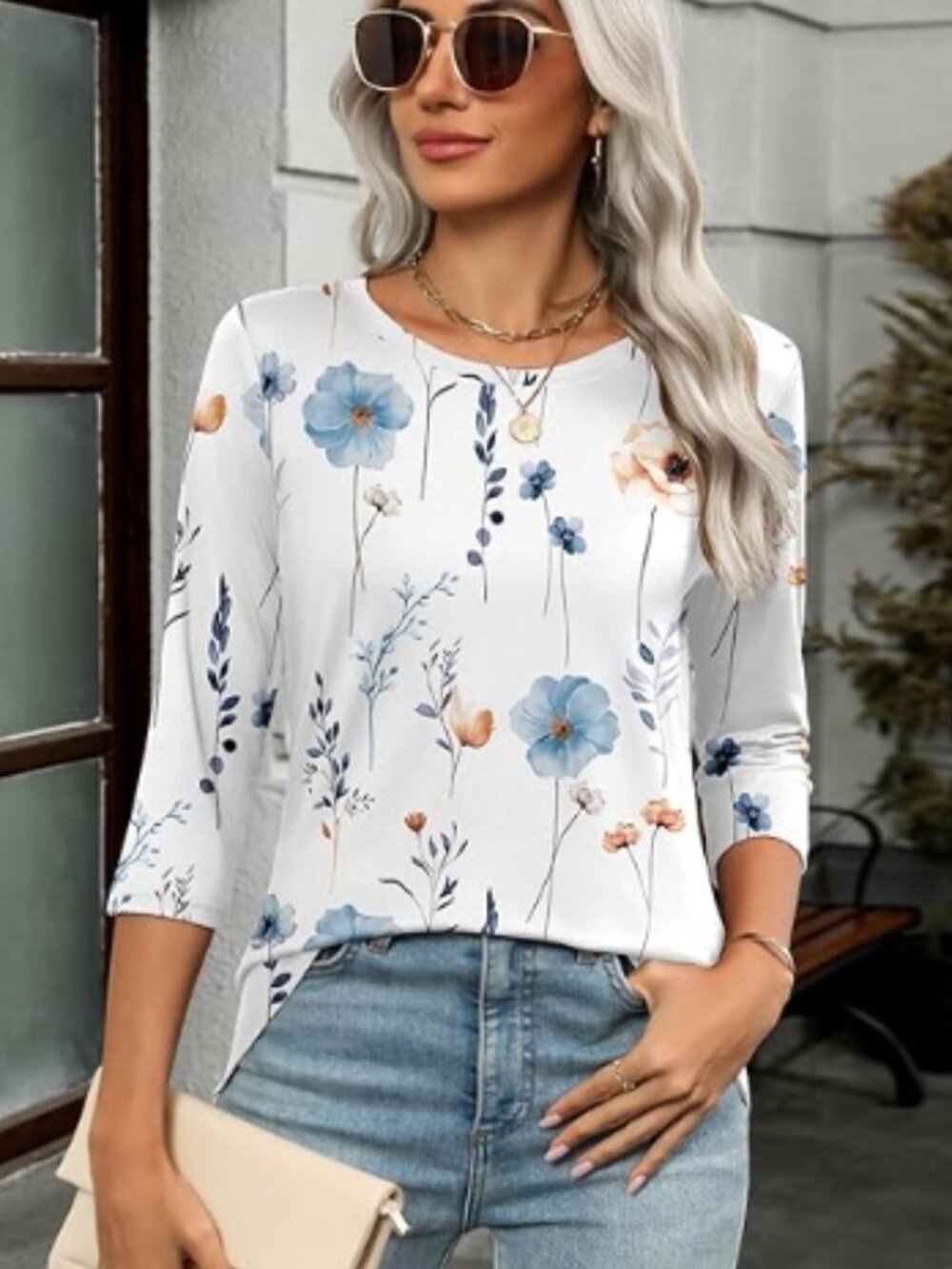 Women's Floral Long-Sleeve Tunic Top Size 3XL, NWOT